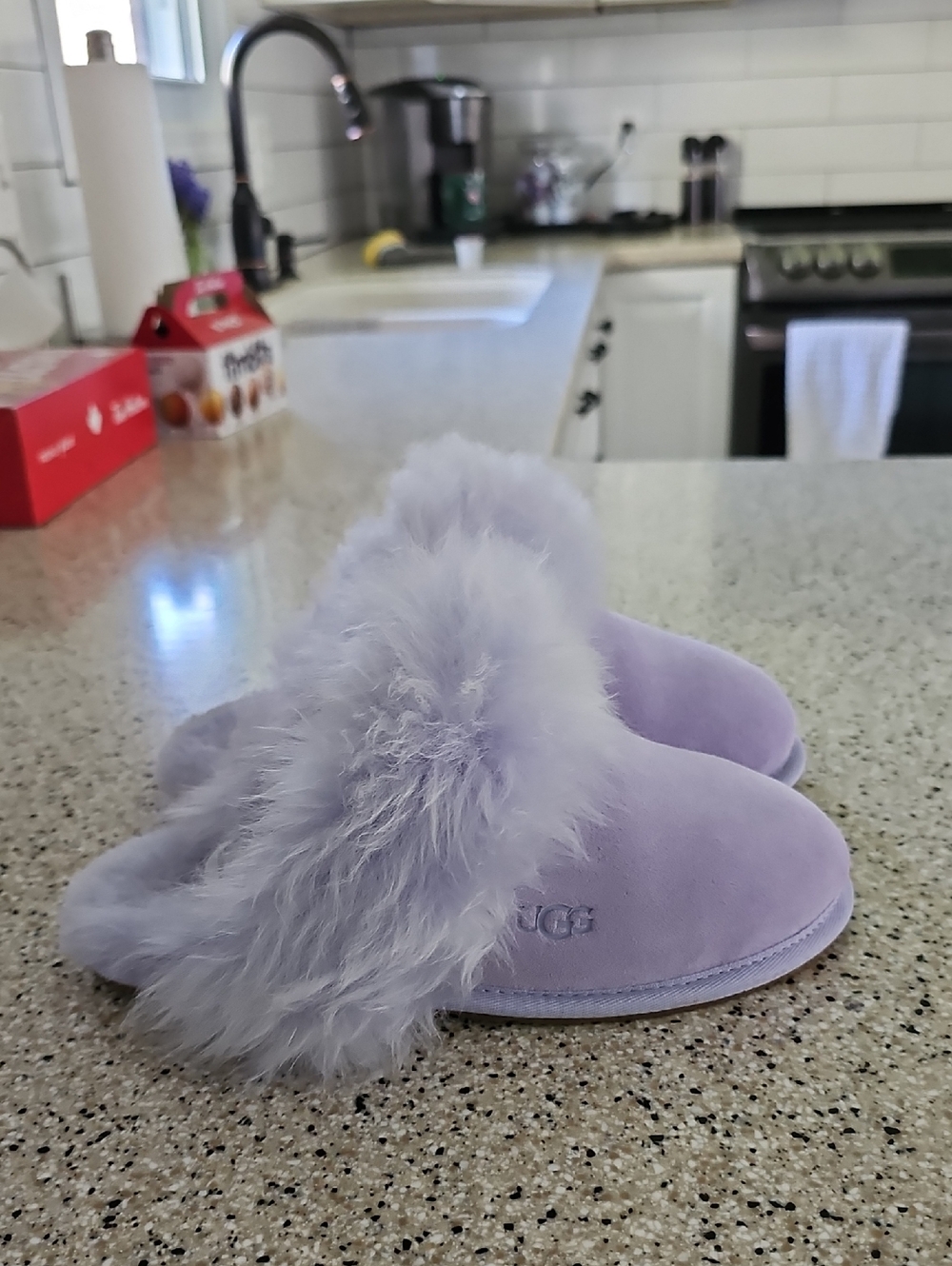 UGG Scuff Sis Slipper Fur Purple Sage Blossom Size 7 Woman’s